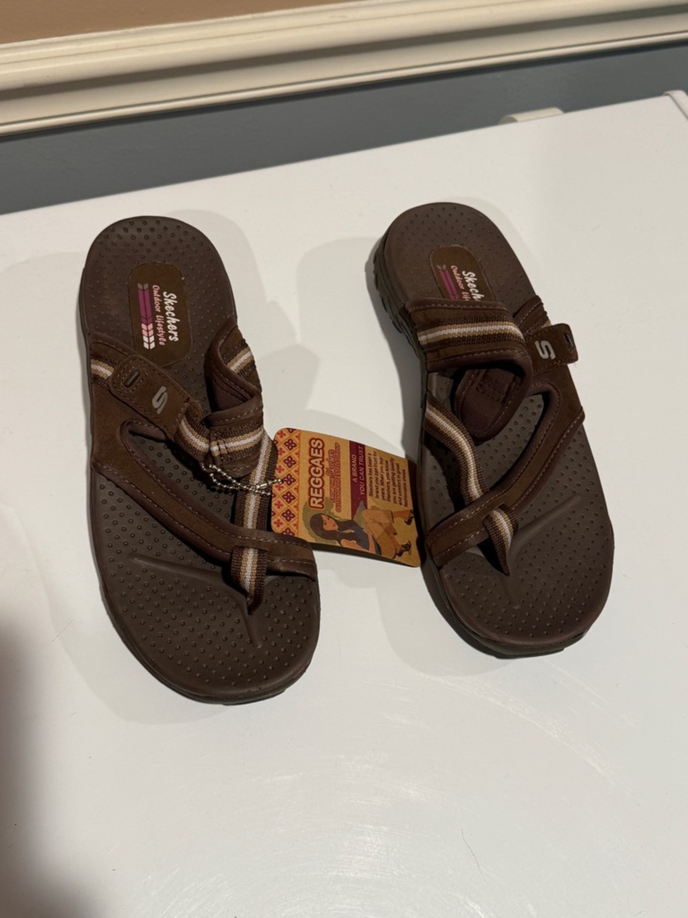Skechers Brown Strappy Slide Sandals